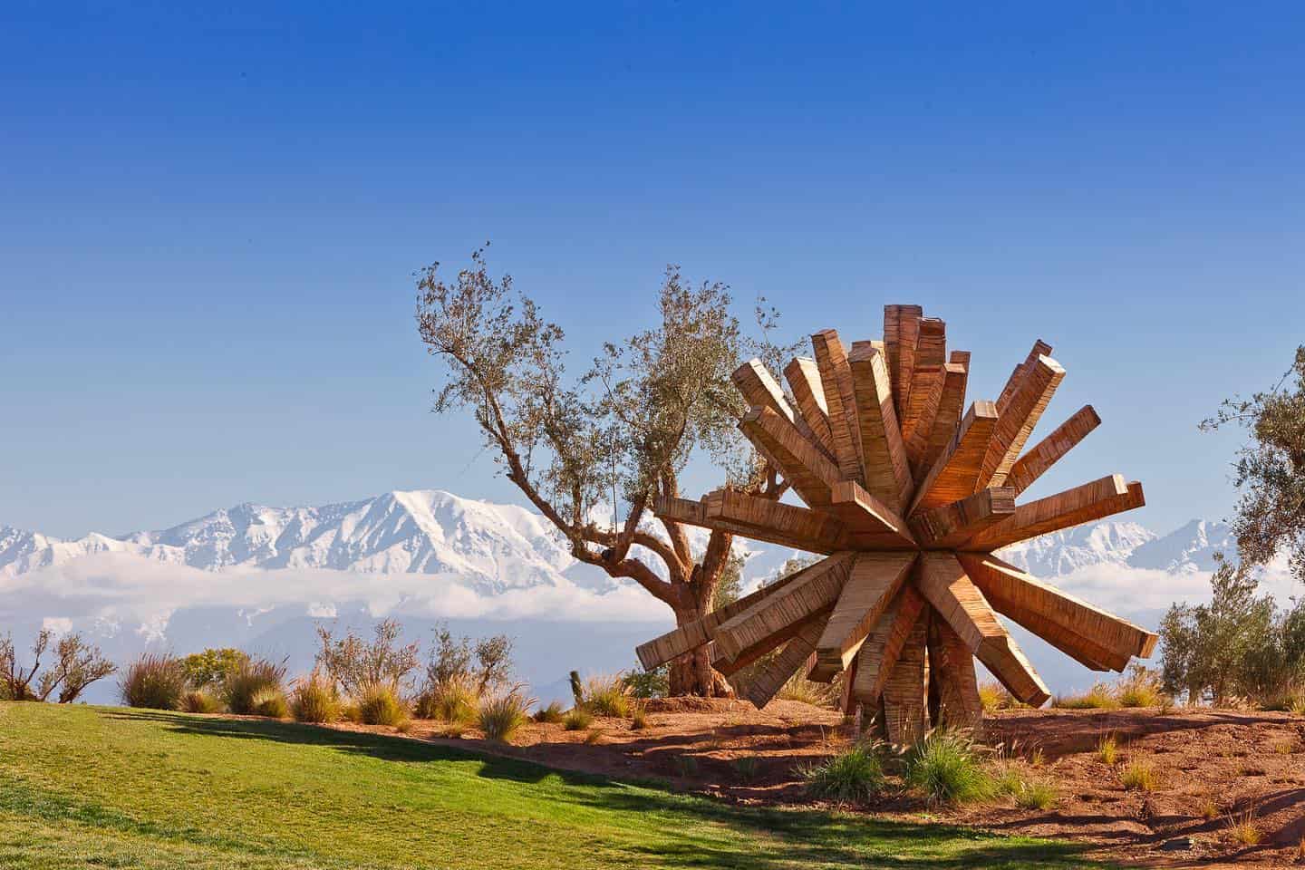 Breathtaking view from the Sculpture Park at the Al Maaden Golf Marrakech in Morocco.