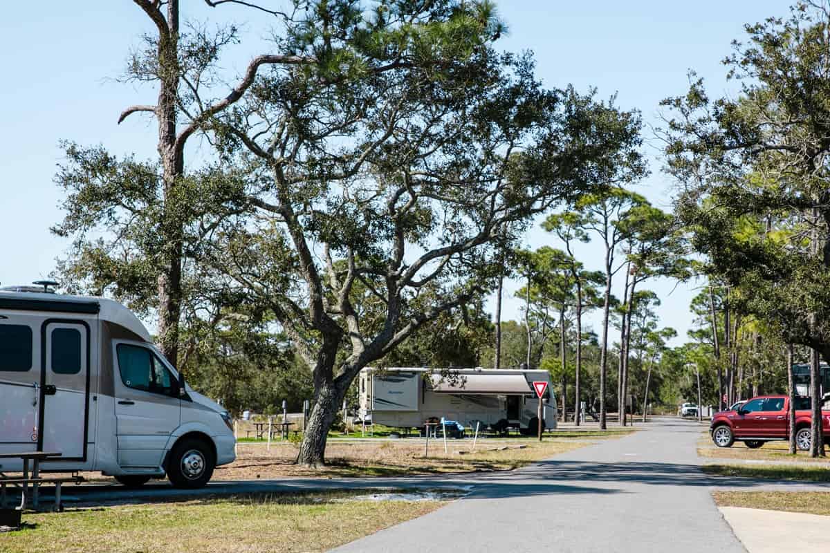 Fort Pickens Campground Loop at Gulf Islands National Seashore in Florida, USA.