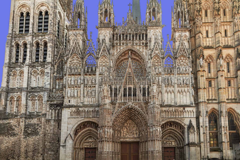 Front of the Cathedral in Rouen, France.